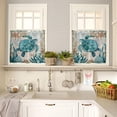 thumbnail image 4 of Sea Turtle Kitchen Curtains and Valance Set, Hawaiian Ocean Animal Teal Small Short Half Tier Curtains 36 Inch Length Kitchen Decor for Cafe Bathroom Nursery Bedroom, 4 of 5