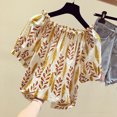 thumbnail image 2 of Kcodviy Hauts à Manches Courtes Amples pour Femmes Robes Boutonnées Épaule Chiffon Imprimé Chemises en Lin Boutonnées pour Femmes Blouse Décontractée Froide pour Femmes, 2 of 3
