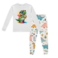 thumbnail image 2 of Pyjamas pour Enfants Garçons Ensemble de Pyjama Imprimé Dinosaure Col Rond Manches Longues Pantalon 2 Pcs Printemps Automne Pyjamas pour Enfants Gris Clair 8 Ans-9 Ans, 2 of 5