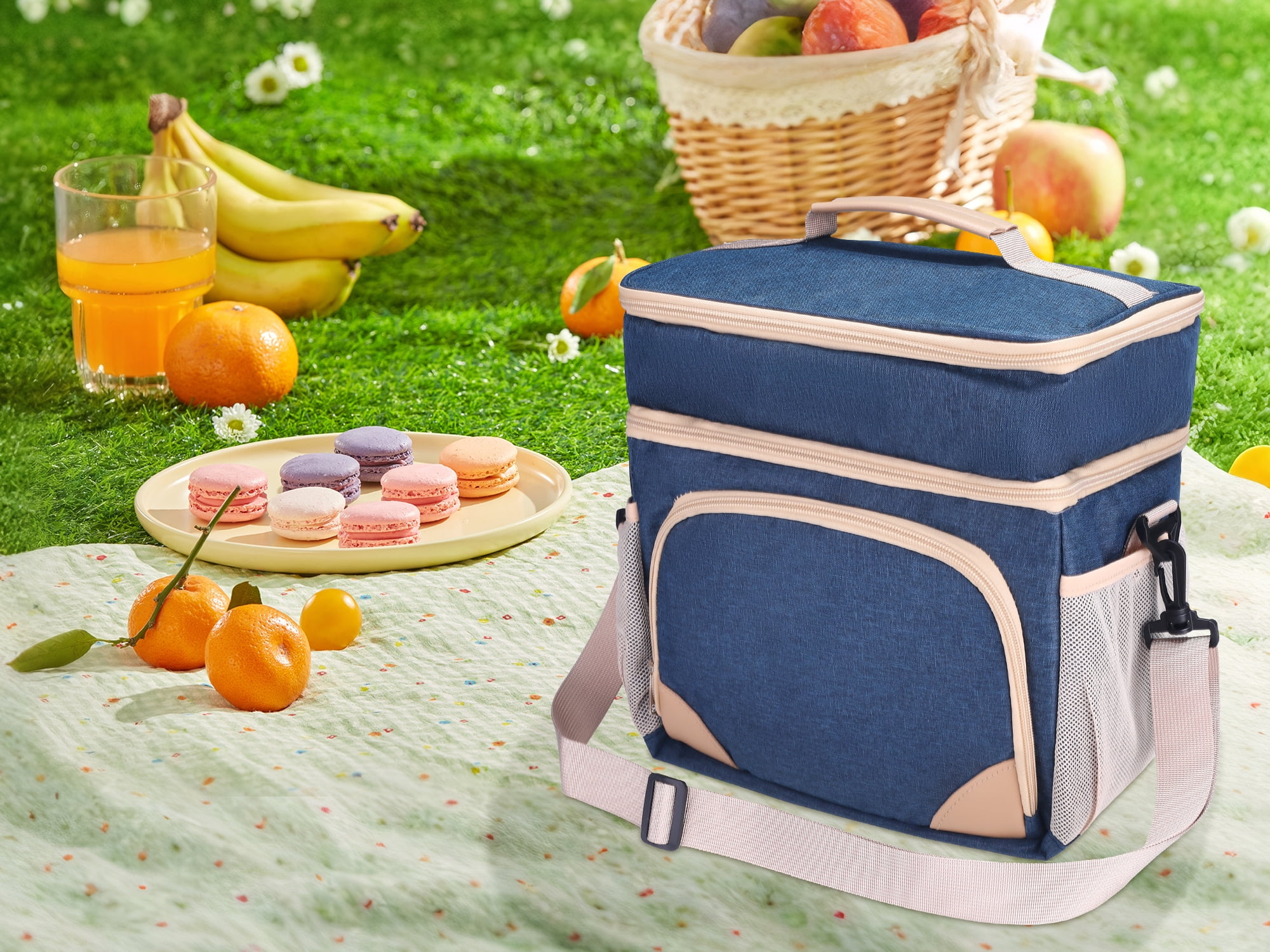 Unique Bargains Reusable Lunch Bag Insulated Lunch Bag Leakproof Lunch Box Navy Blue