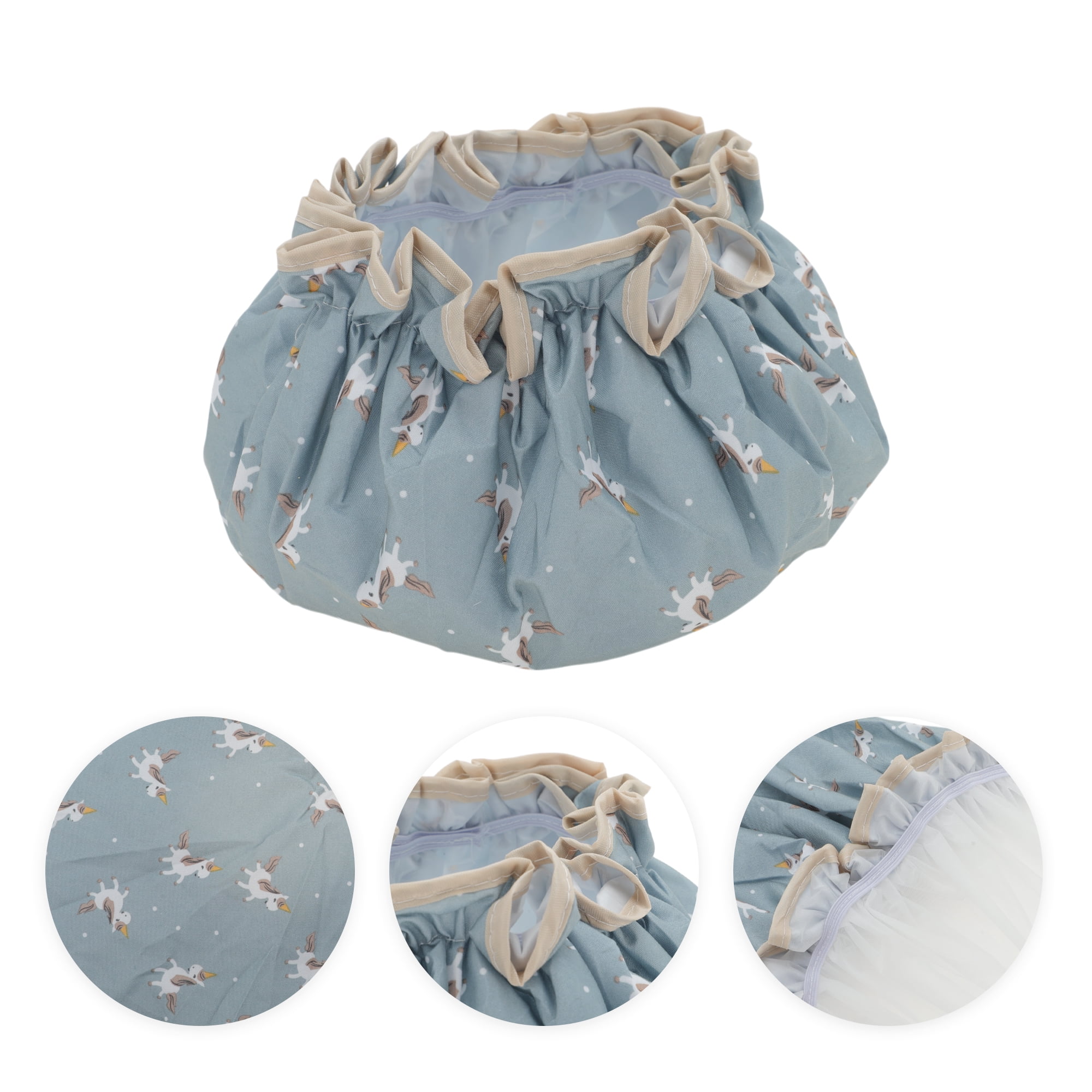 Unique Bargains Reusable Horse Pattern Shower Cap 1 Pc Blue