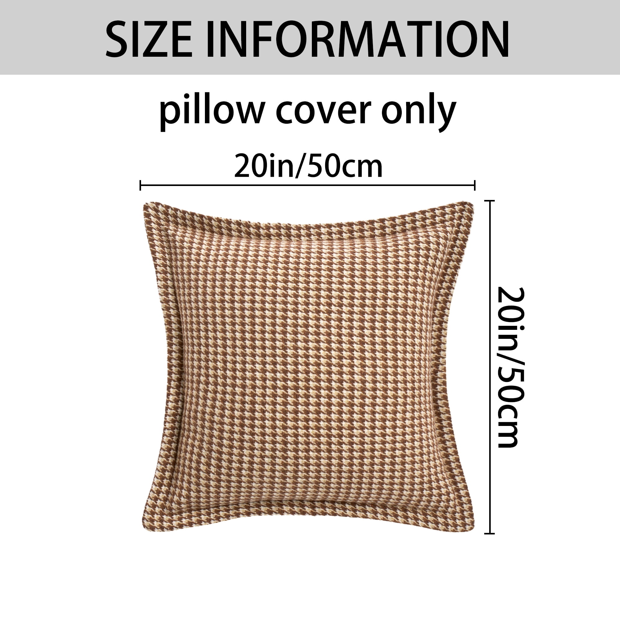 Unique Bargains Soft Houndstooth Throw Pillow Covers Set of 2 Brown 20" x 20"