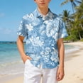 thumbnail image 2 of Wxirdiow Toddler Boys Beach Shirt Boys Hawaiian Shirt Short Sleeve Casual Button Down Beach Shirt Kids Summer Shirts Sky Blue Size,14-15 Years, 2 of 7