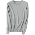 thumbnail image 2 of Women’s Long Sleeve Sweaters Cropped Crew Neck Business Casual Light Weight Crewneck Soft Basic Knit Loose Fit Pullover Sweater Tops Fall Winter Clothes, 2 of 3