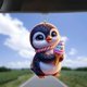 thumbnail image 5 of Colgante de Acrílico Plano para Espejo Retrovisor de Coche con Forma de Pingüino Helado para Árbol de Navidad, 5 of 5