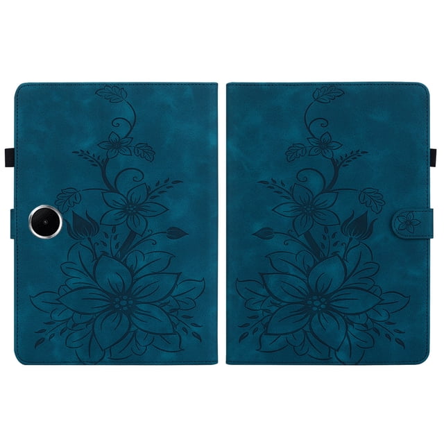 FJLBDE Case for OnePlus Pad Lite/Oppo Pad SE 11 Inch, Embossed Flower PU Leather Flip Wallet Folio Stand Cover, Blue