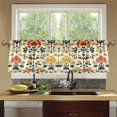 thumbnail image 4 of Yayeee Kitchen Curtains Tier Set of 2 Light Filtering 57"x24" Over Sink Window Panels, Beige Floral, 4 of 7