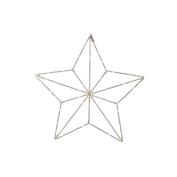 Decoración colgante con forma de estrella de celebración, 38 cm, luz blanca cálida