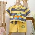 thumbnail image 2 of KPOPLK Kids 2Pcs Summer Clothing Set Toddler Boys Short Sleeve Cute Graphic Tee T-Shirt and Shorts Outfits for 1-6 Years(5-6 Years,Dark Gray), 2 of 5