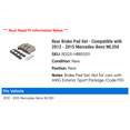 thumbnail image 2 of Rear Brake Pad Set - Compatible with 2012 - 2015 Mercedes-Benz ML350 2013 2014, 2 of 2