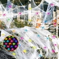 thumbnail image 5 of Cififendec Halloween Cotton Spider Web, 62.99"×39.37", Stretchable Cobweb with Multicolor Spiders for Porch Facade Draping, Yard Scene Layering, Pub Interior Styling, 5 of 5
