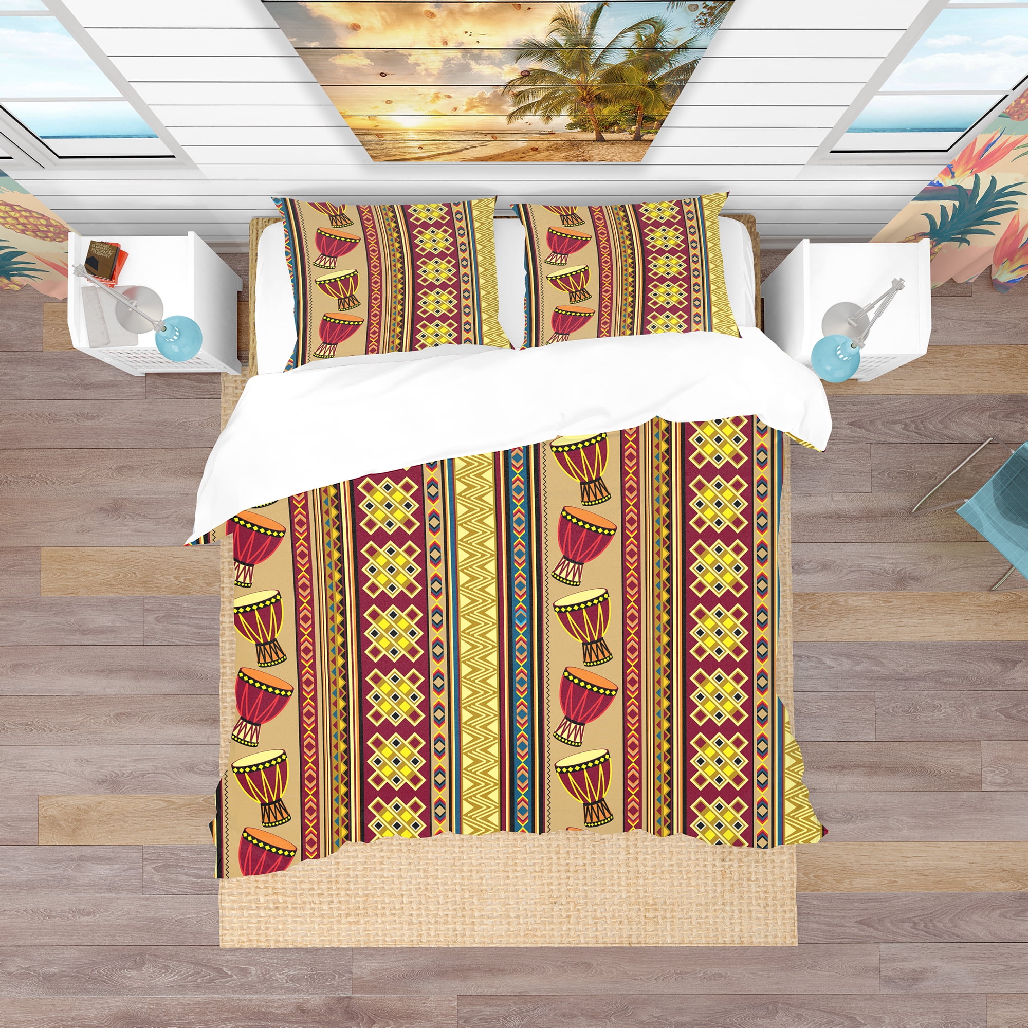 Designart 'African Drum Beckground' Tropical Duvet Cover Set