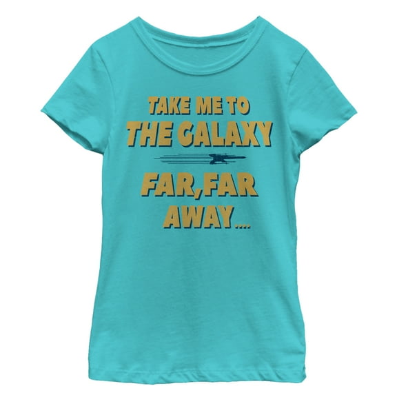Girl's Star Wars Take Me to a Galaxy Far Away  Graphic Tee Tahiti Blue Medium
