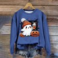 thumbnail image 3 of CILENON Halloween Sweaters for Women Cute Ghost Graphic Pullover Tops Long Sleeve Round Neck Hoodless Sweatshirt (Blue,XL), 3 of 4