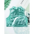 thumbnail image 4 of Nyeemya Kids Girls Shiny Metallic Vest Sleeveless Turtleneck Crop Top Gymnastic Cropped Shirts Ballet Dance Tops Lake Blue 6, 4 of 6