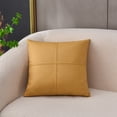 thumbnail image 6 of Faux Leather Throw Pillow 18 X 18 Inches, Leather Pillow Cover, Hand Stitched Leather Decorative Pillow -Modern Accent Cushion for Couch Sofa Bed Living Room Home Garden(Yellow), 6 of 8