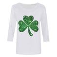 thumbnail image 4 of Up to 65 off!Lolmot St Patricks Day Shirt Women Shamrock Irish 3/4 Sleeeve Tops Lucky Clover Love Heart Shirt Crewneck Three Quarter Funny Blouses, 4 of 4