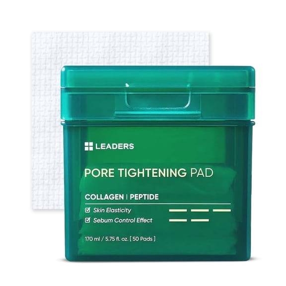 LEADERS Pore Tightening Toner Pad - Triple-Action Pore Improvement Skin Elasticity| Korean Toner Pads Skincare 50 Pads x 170ml