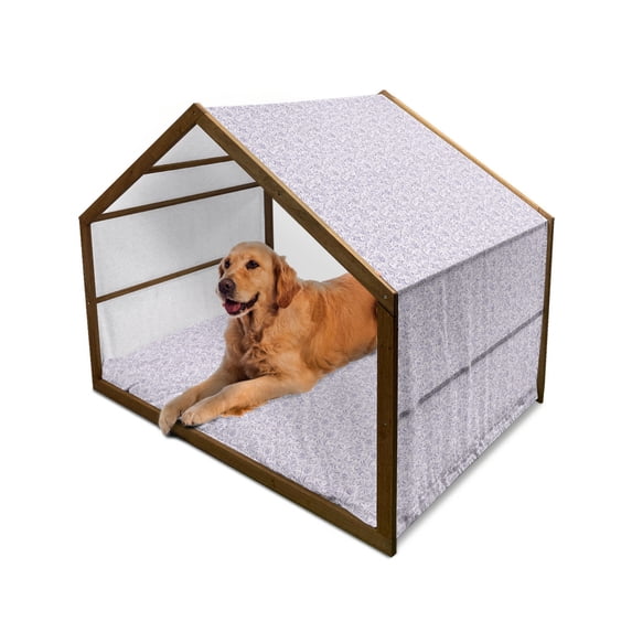 Floral Pet House, Pattern with Abstract Flowers in Pastel Colors Curly Vintage Foliage, Outdoor & Indoor Portable Dog Kennel with Pillow and Cover, 5 Sizes, Pale Mauve and Lavender, by Ambesonne