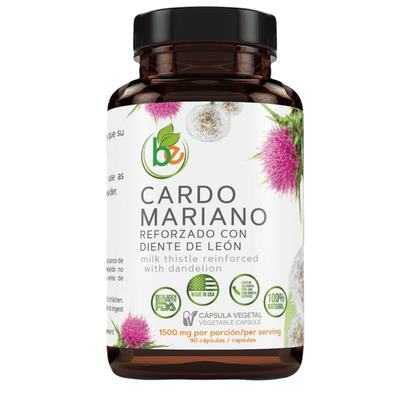 Cardo Mariano reforzado con diente Leon (Milk Thistle Reinforced with Milk Thistle) 90 Vegetable Capsule 1500 mg per Serving, Root Liver Health Support, Antioxidant Support, 100% Natural, Made in USA