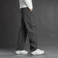 thumbnail image 6 of Mens Cargo Pants Casual Baggy Drawstring Loose Fit Outdoor Athletic Gym Sweatpants with Multi Pockets (L, Navy), 6 of 9