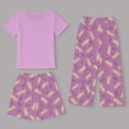 thumbnail image 6 of Girls Pajamas 3 Piece Set Satin Button Down Pjs Short Sleeve Top Shorts & Long Pants Cute Patterns Valentine's Day Pajama Sets Silky Nightwear 3pcs Sleepwear, 6 of 7