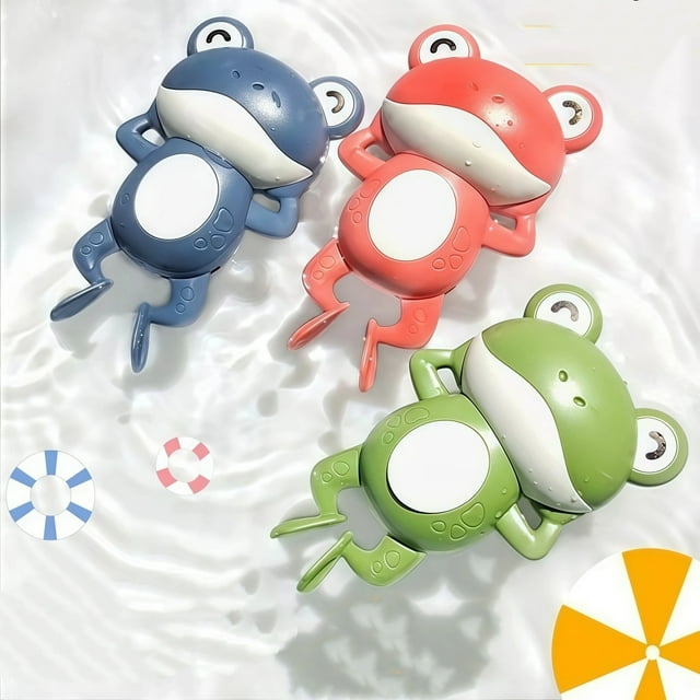 Baby bath water toy - Wind Up Bath Frogs for Kids,Set of 3,Swimming Frog Toys in Assorted Colors, Frog Bathtub Toys for Kids That Swim in Water, Great as Swimming Pool Toys and Birthday Party Favors