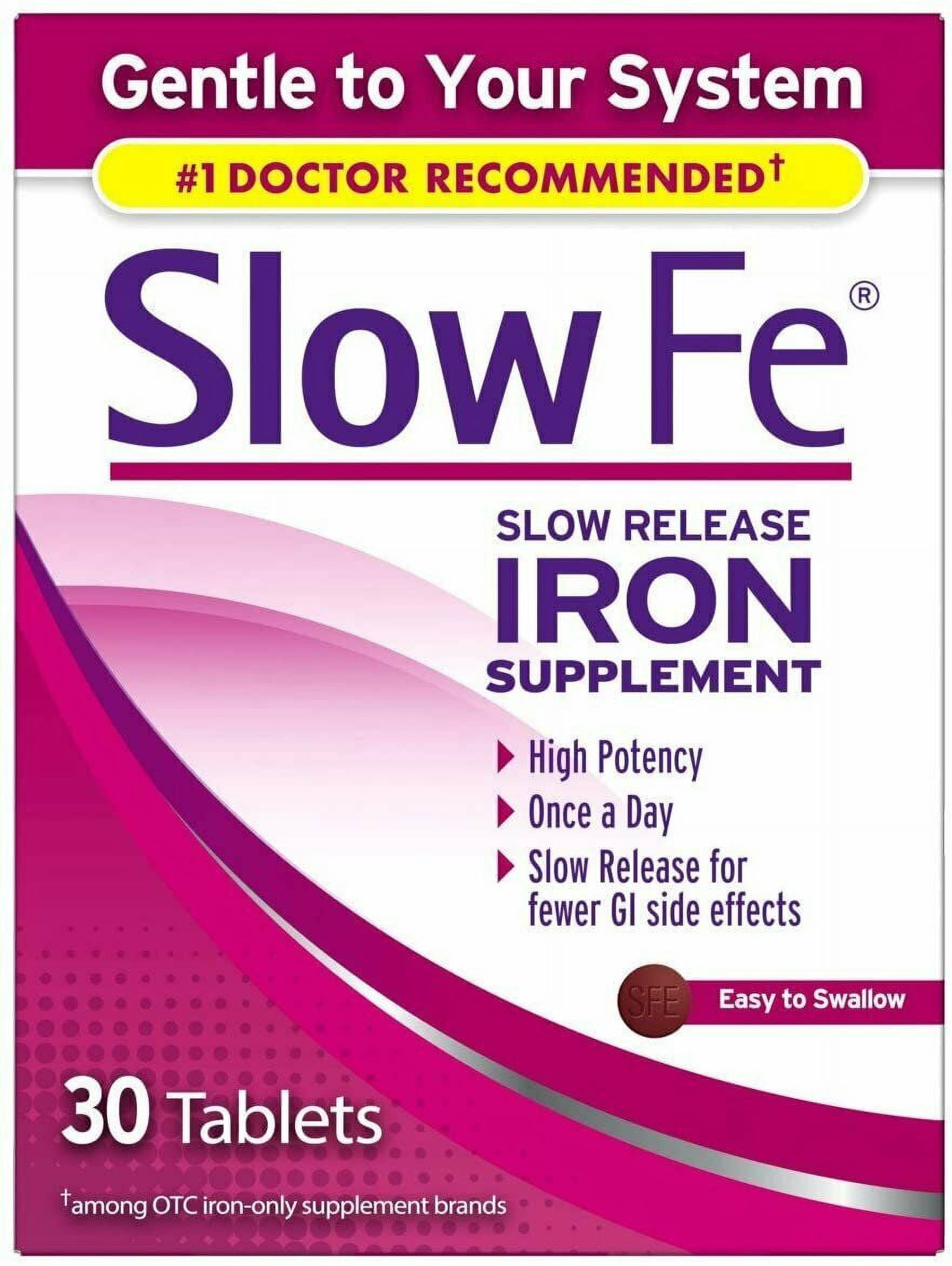 5 Pack - Slow Fe Slow Release Iron Supplement - 30 Tablets Each