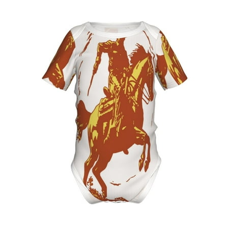 

Gaeub Vintage Cowboy On A Bronco Horse Print Infant Climbing Onesie Toddler Outfit Newborn Baby Bodysuit Baby Boy Girl Clothes -2 Years