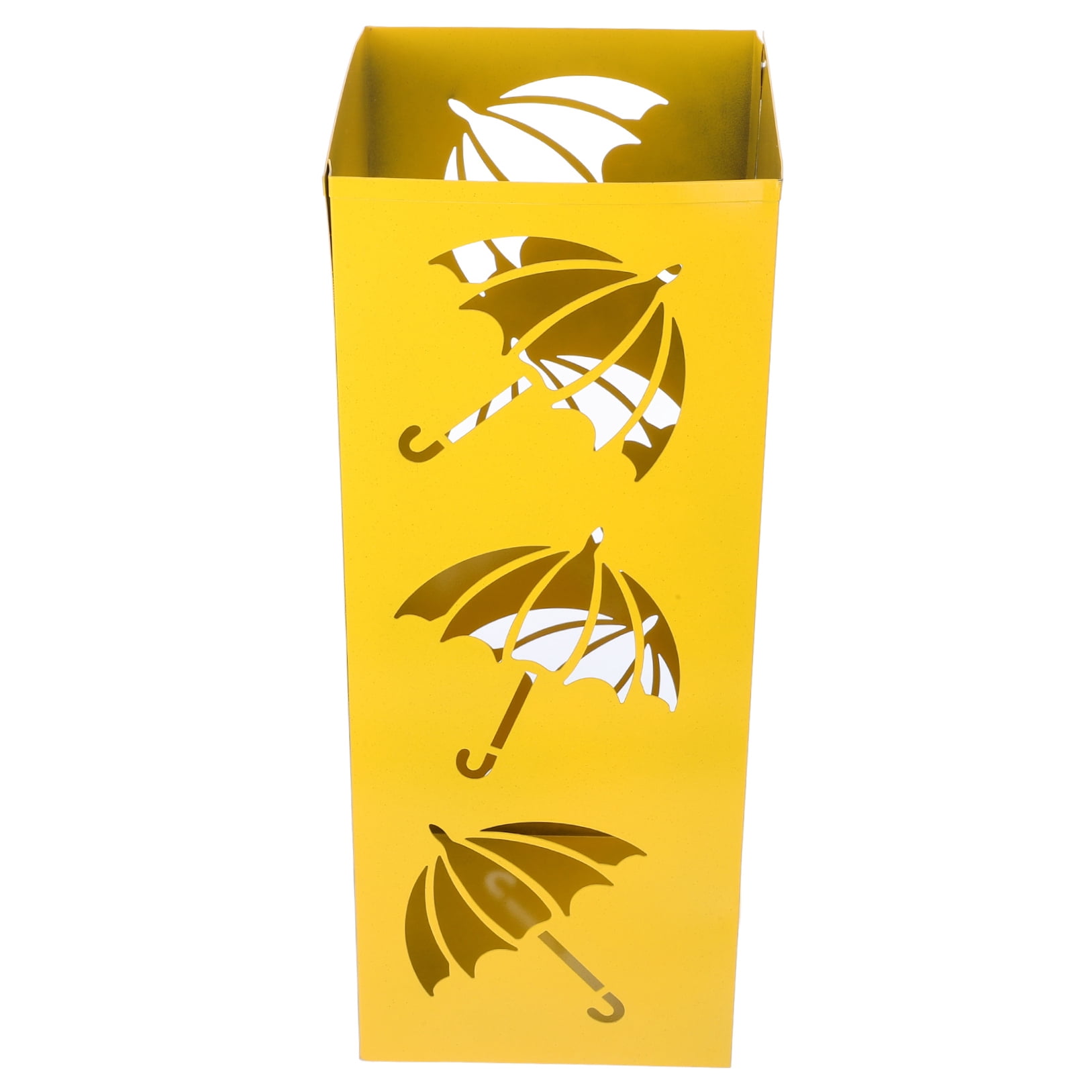 Toyvian Yellow Metal Umbrella Stand with Heavy-Duty Base, Indoor Iron Umbrella Holder Organizer for Home and Office Spaces