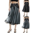 thumbnail image 5 of WTXUE Skirts, Tutu Skirts A-Line, Retro Skirt Half Length Skirt Yarn Skirt High Waist Belt Solid Mid-Length Women, Gray Size L, 5 of 6