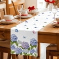 thumbnail image 5 of Spring Hydrangeas Table Runner 90 Inches Long Farmhouse Dress Scarves, Purple Floral Butterfly Leaves Dining Tablerunner for Coffee Table/Kitchen Island/Party Décor, 13" x 90", 5 of 8