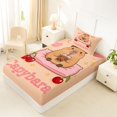 thumbnail image 4 of Manfei Kawaii Capybara Twin Sheets,Lovely Alphabet Print Bedding,Orange,3 Pieces,1 Fitted Sheet and 1 Pillowcase, 4 of 6
