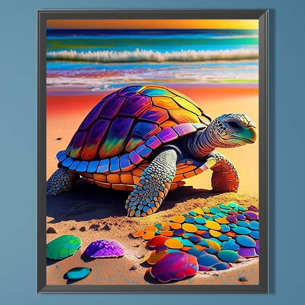 Cuadros Decorativos Diamante pintura 5D DIY taladro redondo completo parcial AB playa tortuga decoración del hogar Wdftyju embutido en tela