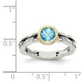 thumbnail image 4 of Shey Couture Sterling Silver with 14K Accent Antiqued Round Bezel Sky Blue Topaz Ring, 4 of 6