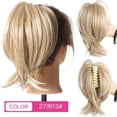thumbnail image 2 of Chignon Droit en Désordre Postiche Synthétique Queue de Cheval Courte Pince Extensions de Queue de Cheval pour Femmes, 2 of 7