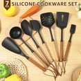 thumbnail image 7 of Jetcloudlive Silicone Cooking Utensils Set of 7, Heat Resistant BPA Free Kitchen Utensil Set with Wood Handle for Nonstick Cookware, 7 of 7