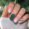 thumbnail image 1 of Uñas postizas Press On GCSQW Navidad verde con brillo, 24 piezas, 1 of 6