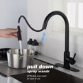 thumbnail image 1 of Black Kitchen Spring Faucet with Pull-Out Spray Head, High-arc Single Handle Sink Water Mixer Tap with Pull Down Sprayer 360 Degree Swivels (with Faucet Plate), 1 of 9