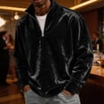 thumbnail image 2 of Qualvora Mens Velour Quarter Zip Pullover, Long Sleeve Stand Collar Sweatshirt with Metal Zipper, Loose Fit Solid Color Top, Fall Winter Party Night Out Wear for Men, 2 of 7