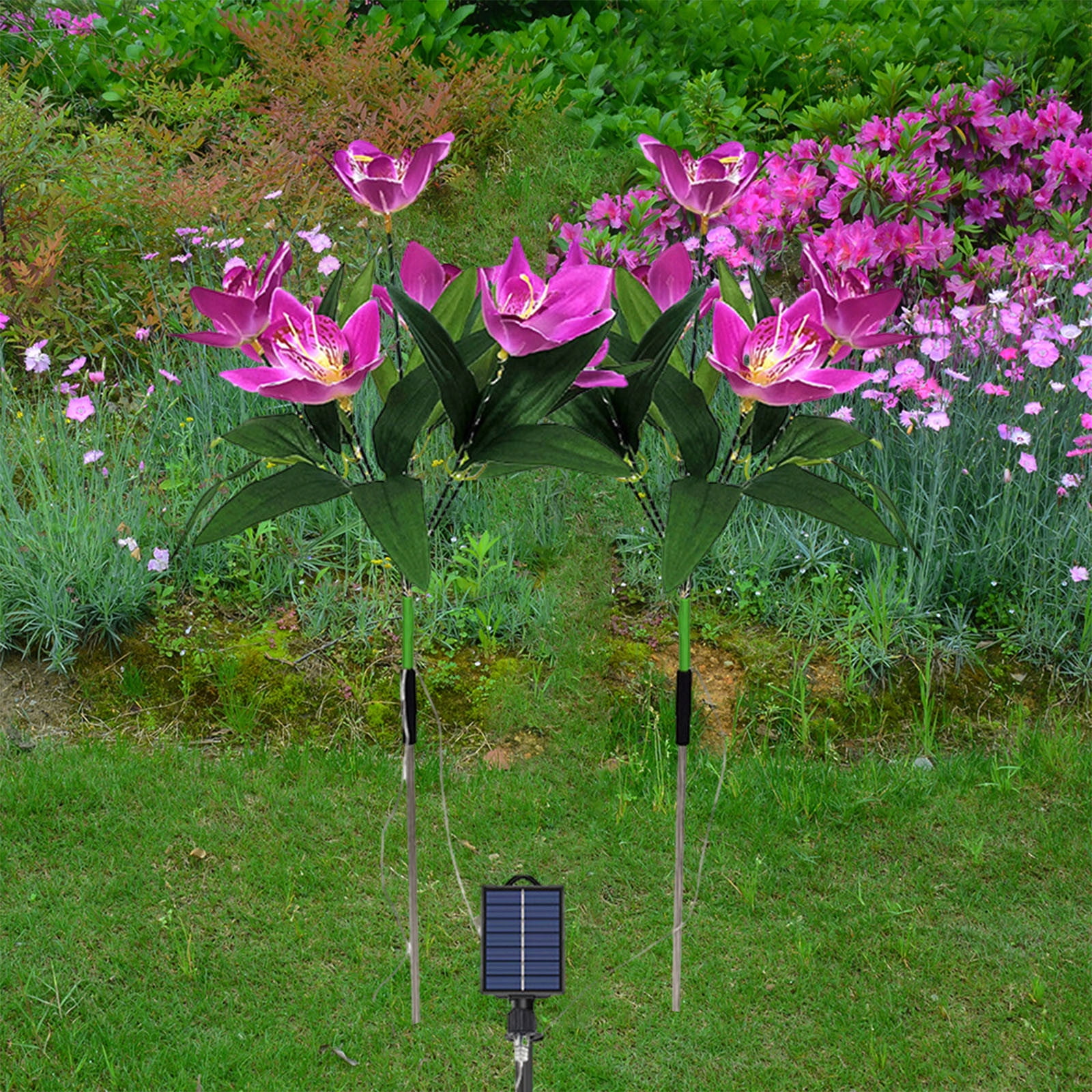 Home Kitchen Lighting Ceiling Solar Light Solar Flower Garden Decorative Lights Waterproof Led Stake Lights Auto On/Off Bright Up To 8 Hrs Lights Outdoor Solar Flowers Purple