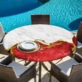 thumbnail image 6 of Red Gold Marble Round Tablecloth, Fitted Table Cover with Elastic for 55"-60" Round Tables, Modern Abstract Marble Crack Texture Table Cloth Outdoor Indoor Dinning Party Waterproof Tablecloths, 6 of 7