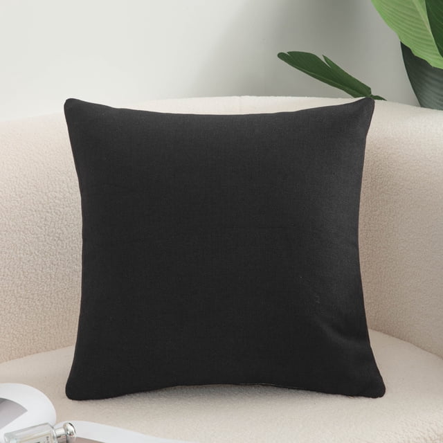 Xiao Hua 2 fundas de almohada de algodón y lino de color liso. Clásicas y atemporales, fundas de almohada sencillas de color puro que quedan genial en cualquier cama. 50 x 50 cm (negro).