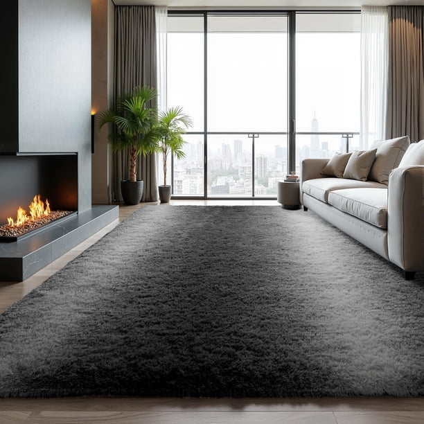 Zentavio Alfombra de Área de Peluche en Degradado Gris Blanco 183x274 cm