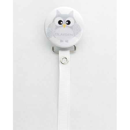 Personalized Name and/or Monogram Chevron with Owl Pacifier Clip