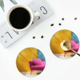 thumbnail image 5 of Gaeub Bright Pink Chair Print 6 Pcs Leather Coasters for Drinks ,Drink Coasters Sets,Drink Table Cup Coasters for Living Room Kitchen Coffee Decor,Round Shape, 5 of 7
