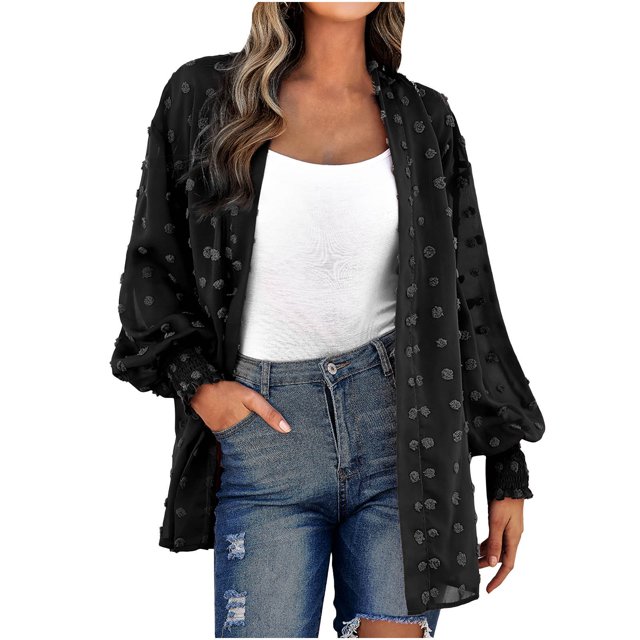 Chaqueta de punto fina de manga larga de gasa a la moda de principios de otoño para mujer Fridja hkj641