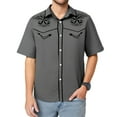 thumbnail image 4 of Mens Shirts Western Denim 3D Printed Lapel Button Short Sleeve Floral Mens Graphic T-Shirts,Grey,3XL, 4 of 4