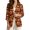 Autumn Pumpkin Thanksgiving Turkey, variant on FKELYI Women's Faux Linen Blazer 3/4 Sleeve Lightweight Work Jacket with Pockets Christmas Tree Bulb Print Spring Summer Cardigan Coat for Business Banquet, XL