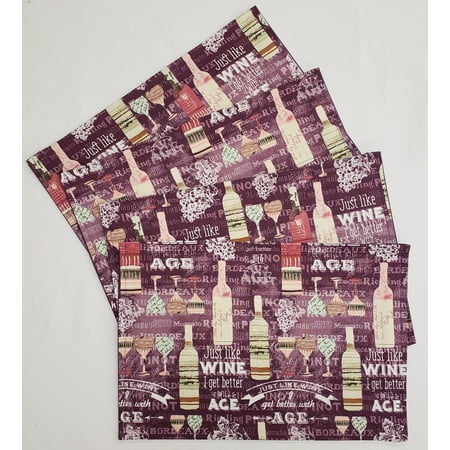 

Purple Wine Placemats by Penny s Needful Things (Oval - Set of 4) (Quilted White)